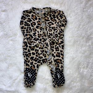 Posh Peanut Lana Leopard Tan Footie Ruffled Zippered One Piece
